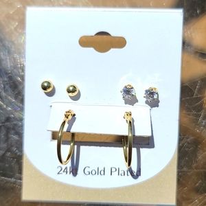 24kt gold plated earrings set NWT
